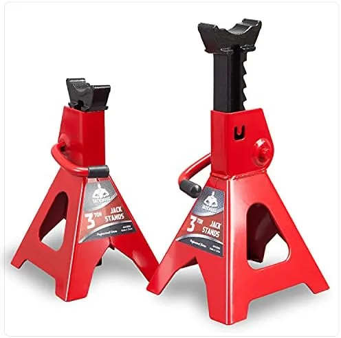 jack boss jack stands 3 ton 6000 lbs car jack stand adjustable lifting for automotive small suv red 2 pack